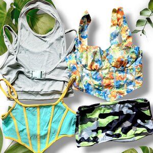 Lot 4 Summer Crop Tops, sz XS-S